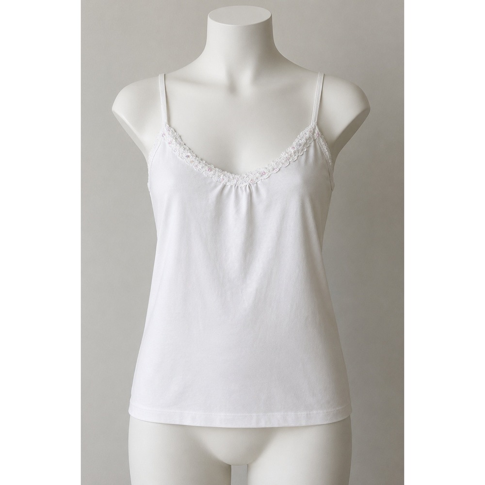 Ann Taylor Loft Petites White Lace Sequin Trim Camisole Top MP Sleeveless Cami